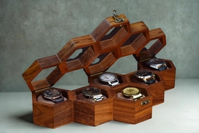 Personalized Fractal Burning Turn Wood Watch Box, Watch cabinets, round edges watch case, watch organizer, gift for man, Christmas gift.