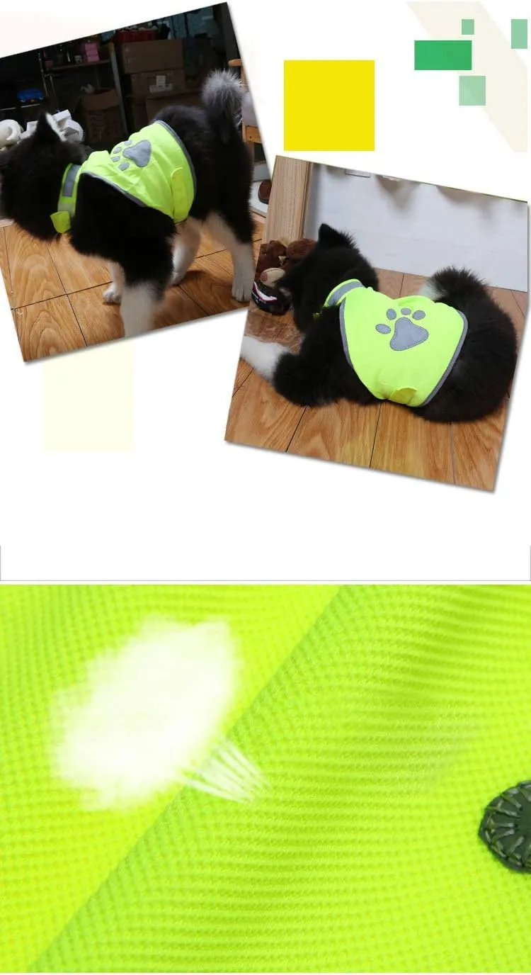 Pet Clothes, Dog Safety Vest with Reflective Dog Paw Adjustable Vest Jacket for Husky,Golden Retriever and Other Dog (L, Pink)