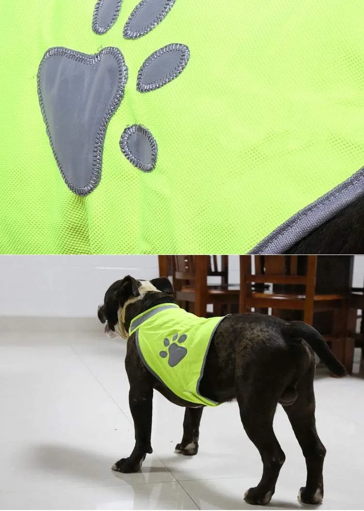 Pet Clothes, Dog Safety Vest with Reflective Dog Paw Adjustable Vest Jacket for Husky,Golden Retriever and Other Dog (L, Pink)