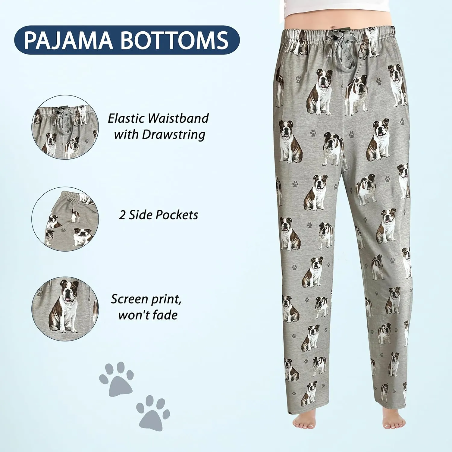 Pet Lover Pajama Pants – New Cotton Blend - All Season - Comfort Fit Lounge Pants for Women and Men - 27 Breeds Available
