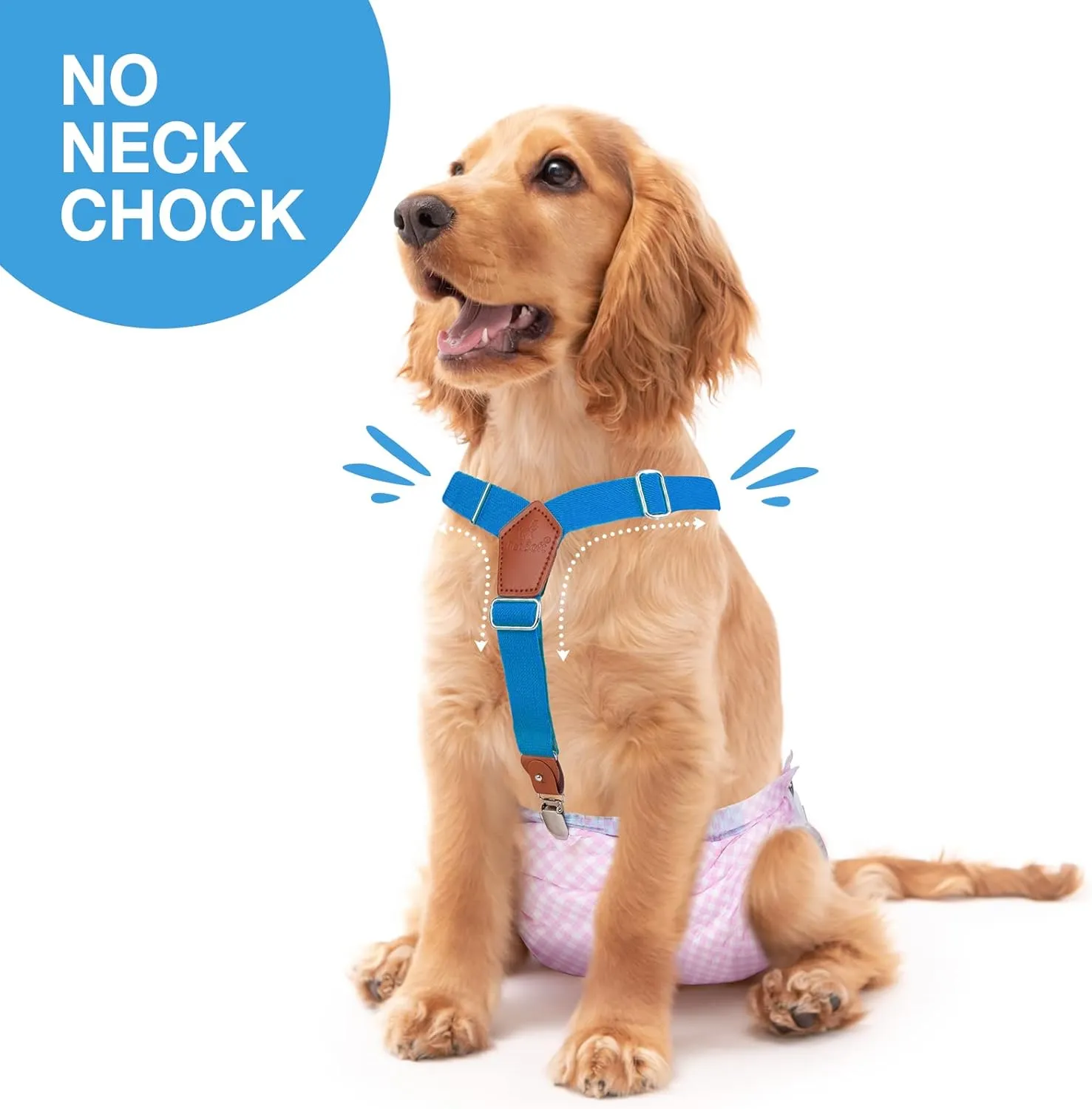 Pet Soft Dog Suspenders 2 Pieces Female Dog Diaper Suspenders for Dogs Diaper Keeper Suspender for Doggy Skirt, Dress, Diapers (Gold & Blue, S/M)