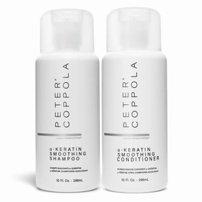 Peter Coppola a-Keratin Smoothing Shampoo & Conditioner Set - Smooths Thick Coarse Hair - Infused With Argan Oil, Avocado Oil And Hydrolyzed Keratin Transforms Frizz Into Shiny & Healthy Hair (10 oz)