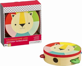 Petit Collage Kaleidoscope Lion Wooden Tambourine for Kids – Toy Musical Instrument for Ages 18  Months – Activity Toy Made with Safe Materials – Makes a Great Gift Idea