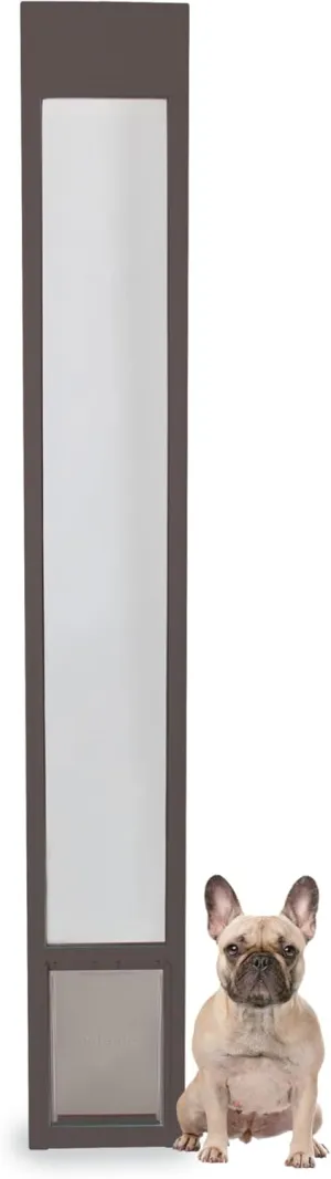 PetSafe 1-Piece Sliding Glass Pet Door for Dogs & Cats - Adjustable Height 75 7/8" to 81"- Medium, Bronze, No-Cut DIY Install, Aluminum Patio Panel Insert, Great for Renters or Seasonal Installation