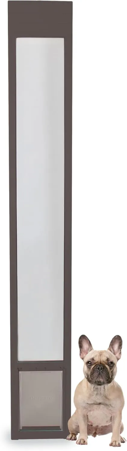 PetSafe 1-Piece Sliding Glass Pet Door for Dogs & Cats - Adjustable Height 75 7/8" to 81"- Medium, Bronze, No-Cut DIY Install, Aluminum Patio Panel Insert, Great for Renters or Seasonal Installation