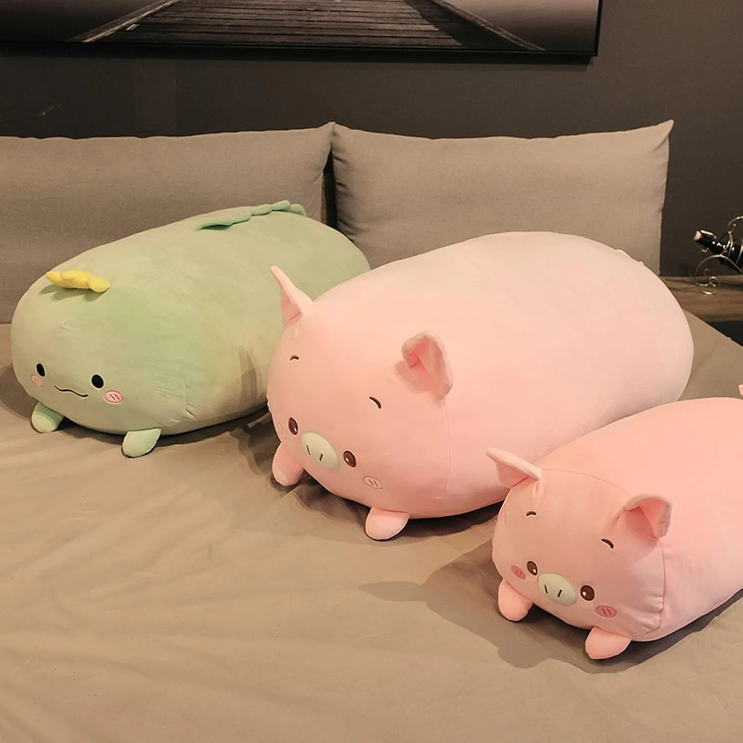 Pig Plush Pillow Soft Pig Stuffed Animal Toy Piggy Body Pillow, 23.6"