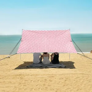 Pink Mermaid Scales Beach Canopy Tent Anti-UV & Wind Resistant, Glitter Sparkle Shiny Camping Sun Shelter Easy Setup Portable,Outdoor Shade Tents with Sandbags,Sand Shovels,Ground Pegs & Stabili