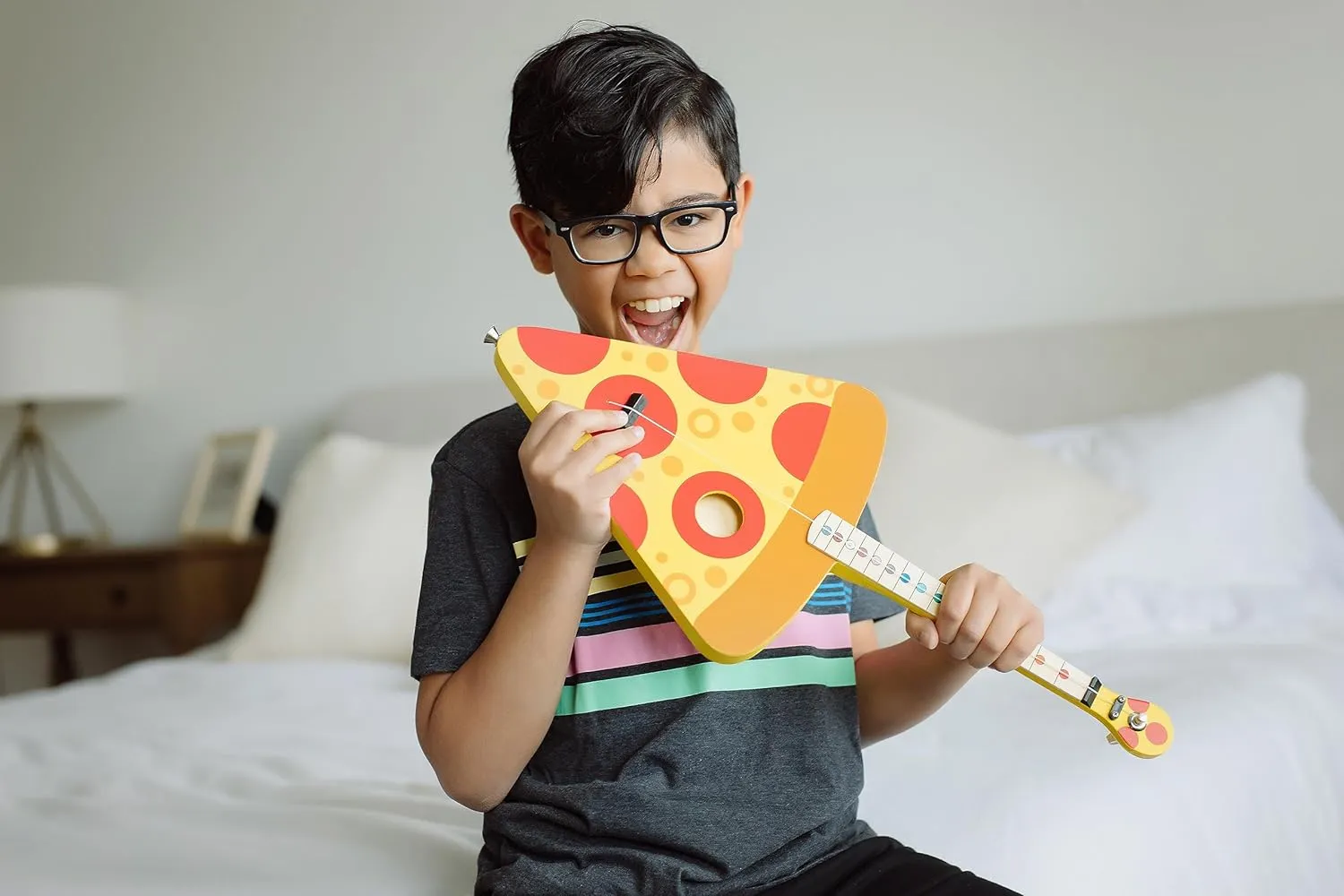 Pizza Guitar - The Easiest Way to Start and Learn Guitar - 1 Stringed Toy Instrument for Kids Perfect Intro to Music for Young Kids Ages 3 and up - from Buffalo Games
