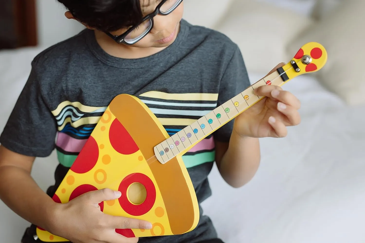 Pizza Guitar - The Easiest Way to Start and Learn Guitar - 1 Stringed Toy Instrument for Kids Perfect Intro to Music for Young Kids Ages 3 and up - from Buffalo Games