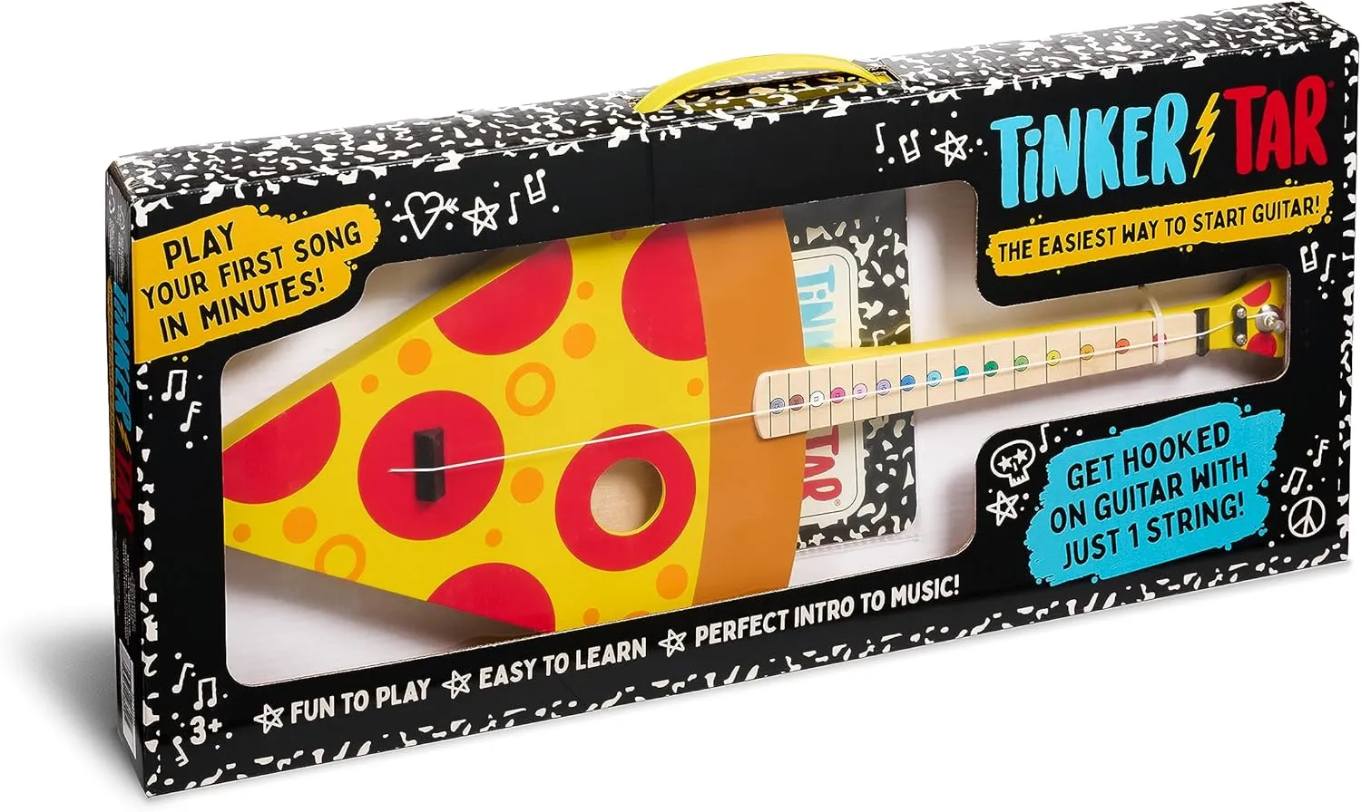 Pizza Guitar - The Easiest Way to Start and Learn Guitar - 1 Stringed Toy Instrument for Kids Perfect Intro to Music for Young Kids Ages 3 and up - from Buffalo Games