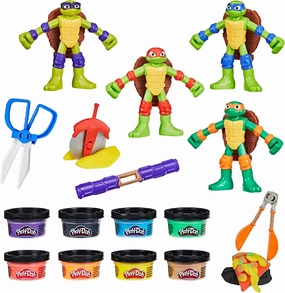 PLAY-DOH Teenage Mutant Ninja Turtles Cowabunga Creations Bendy 4 Inch Action Figures Set, Kids Arts & Crafts, TMNT Toys for Boys & Girls 4 