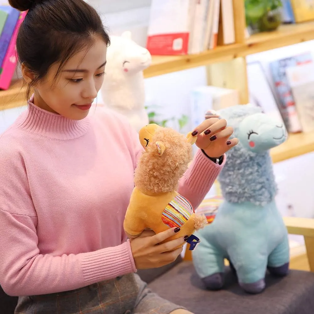 Plush Alpaca Stuffed Animal, Cute Alpaca Plush Doll Toys. Fluffy Alpaca Plushies, Plushie Llama Stuffed Animal Gift for Kids and Lovers in Christmas, Birthday, Valentine's Day...(Brown)