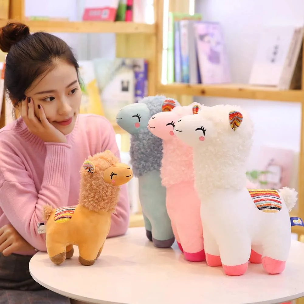 Plush Alpaca Stuffed Animal, Cute Alpaca Plush Doll Toys. Fluffy Alpaca Plushies, Plushie Llama Stuffed Animal Gift for Kids and Lovers in Christmas, Birthday, Valentine's Day...(Brown)