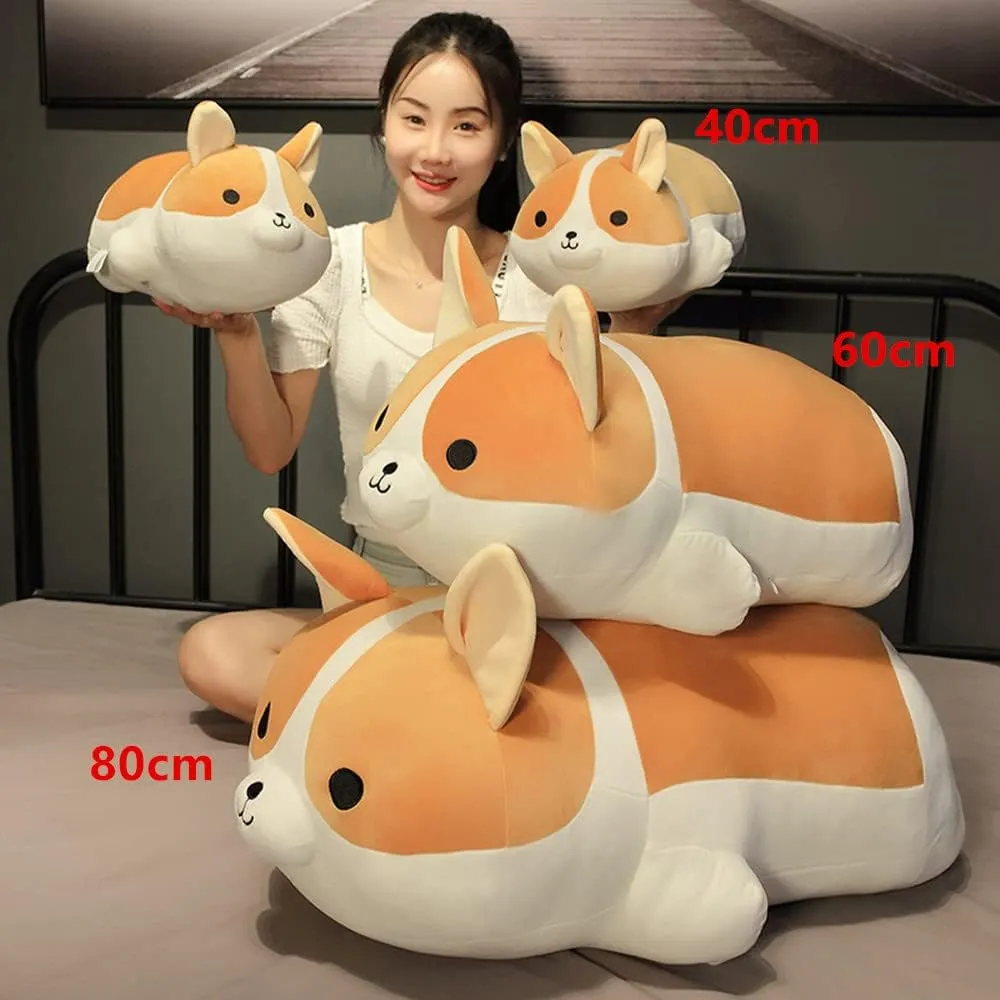 Plush Corgi Dog Toy 15.7in Stuffed Animal Corgi Doll Shiba Inu Dog Plush Pillow, Gift for Kids and Girls