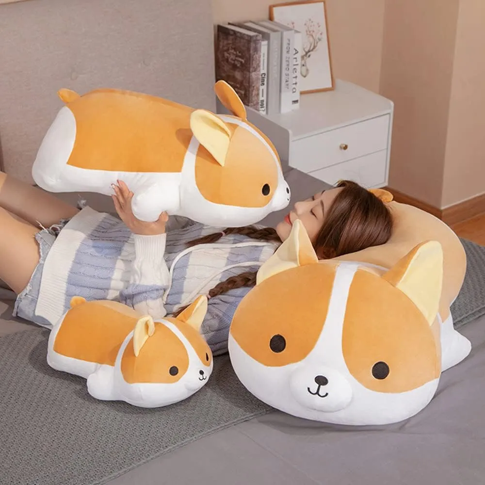Plush Corgi Dog Toy 15.7in Stuffed Animal Corgi Doll Shiba Inu Dog Plush Pillow, Gift for Kids and Girls