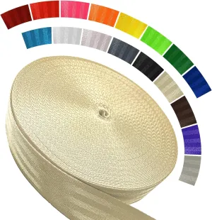 Polyester Webbing Strap 16 Colors – 1"&1.5"&1.9" – 16.5 25 33 55 Yards Heavy Duty Webbing Roll, Flat Webbing Strap for Indoor&Outdoor Gear, Climbing, DIY Crafting, Repairing