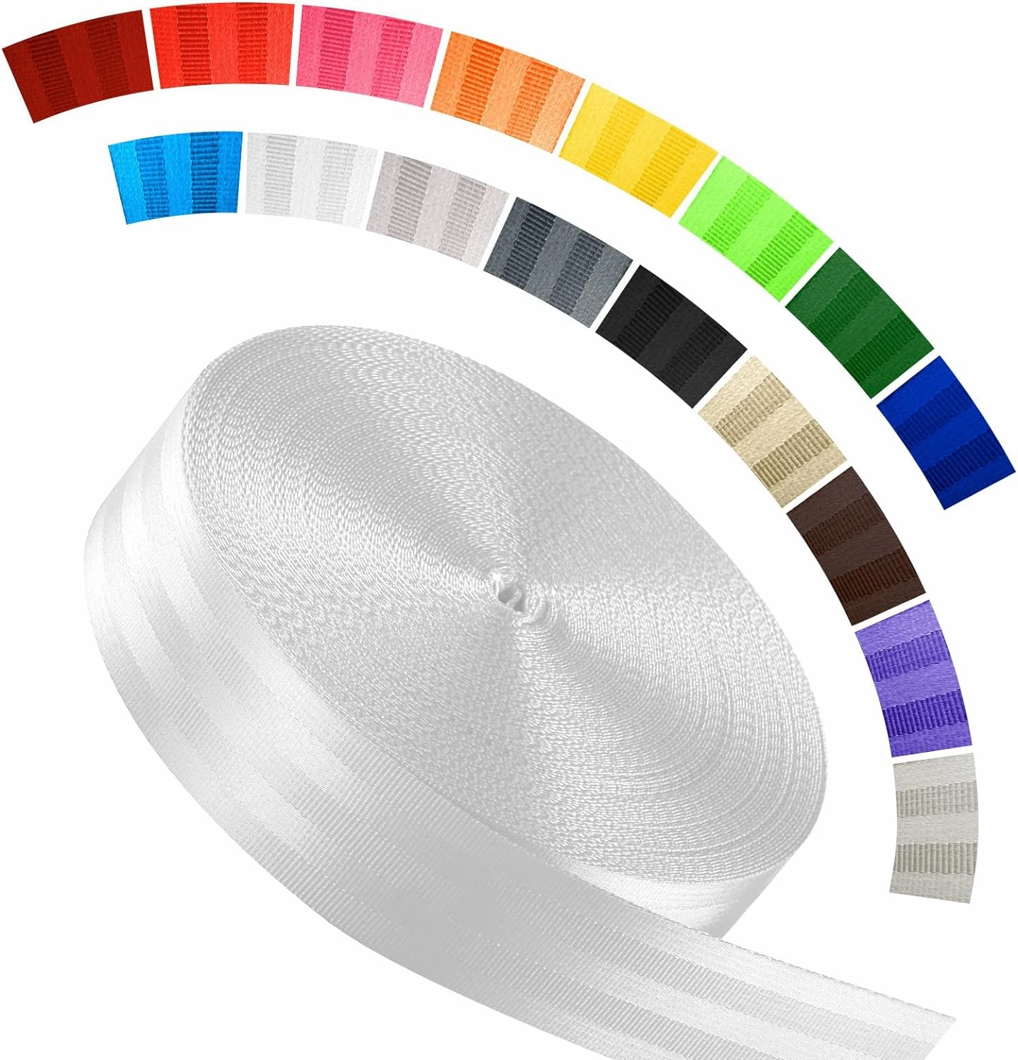 Polyester Webbing Strap 16 Colors – 1"&1.5"&1.9" – 16.5 25 33 55 Yards Heavy Duty Webbing Roll, Flat Webbing Strap for Indoor&Outdoor Gear, Climbing, DIY Crafting, Repairing