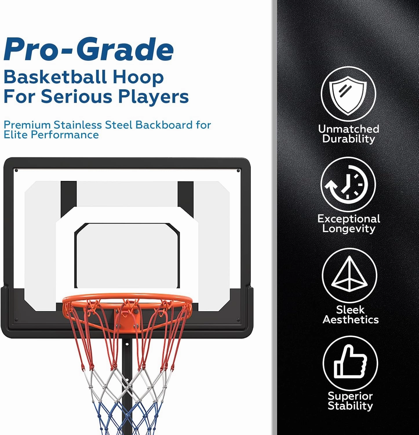 Pool Basketball Hoop, Height Adjustable 3.9" to 6.9", Black PE Frame, Water Base, Includes Air Pump, 8-Inch Rubber Ball, Indoor & Outdoor Use