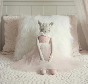 Poppy The Cat - Handmade 24.8-Inch Plush Doll with Ballerina Tutu Outfit - Pretty Stuffed Toy Surprise Gift for a Little Princess Age 3  - Soft Plushie for Hugs, Cuddle and Comfort
