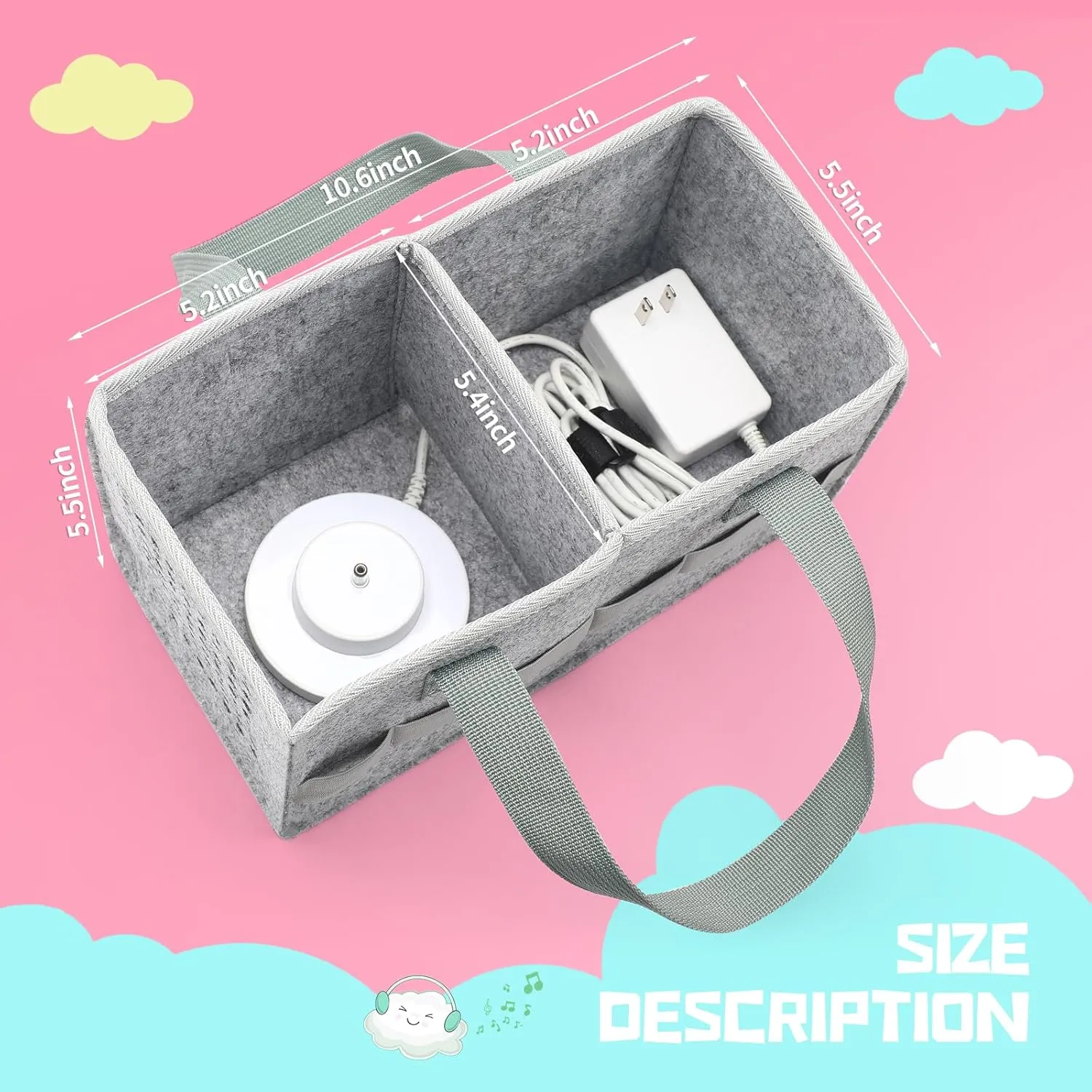 Portable Carrying Case Compatible with Toniebox Starter Set and Tonies Figurines,Travel Felt Cloth Musical Toy Folding Bag for Toniebox Accessories (Gray)