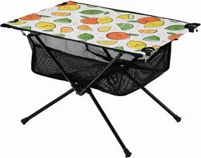 Portable Camping Table Cheerful Design Pattern with Cute Fruits Outdoor Foldable Camp Tables for Outside, Camping, Hiking, Tailgating