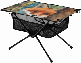 Portable Camping Table Cute Fox Beside The Tree Outdoor Foldable Camp Tables for Outside, Camping, Hiking, Tailgating