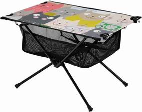 Portable Camping Table Cute Funny Cat Cartoon Outdoor Foldable Camp Tables for Outside, Camping, Hiking, Tailgating