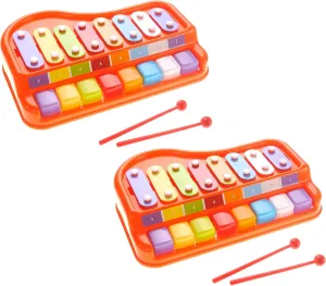 PowerTRC 2 Sets 2in1 Large 12" X 8" Baby Piano Xylophone Toy for Toddlers – Large Piano Toy Musical Instrument with 8 Key Scales, Preschool Learning Educational Toy for Kids Boys and Girls
