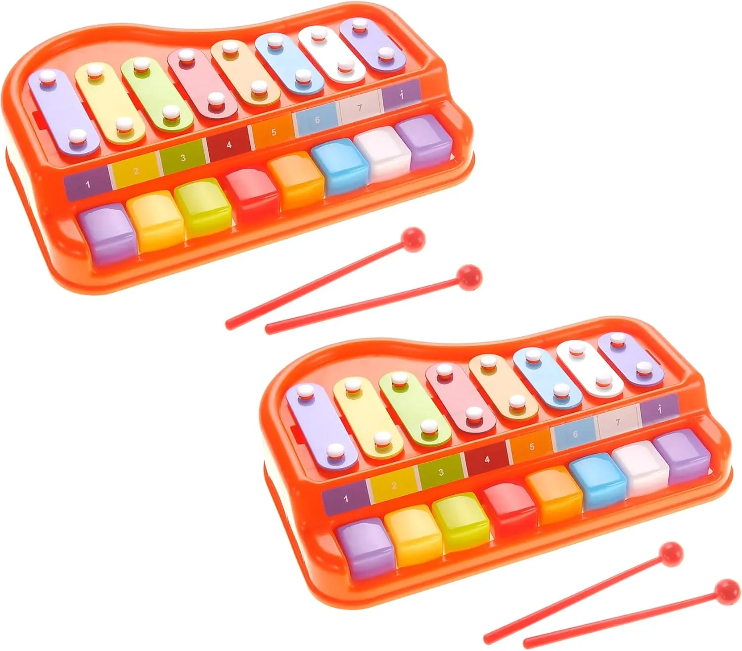 PowerTRC 2 Sets 2in1 Large 12" X 8" Baby Piano Xylophone Toy for Toddlers – Large Piano Toy Musical Instrument with 8 Key Scales, Preschool Learning Educational Toy for Kids Boys and Girls