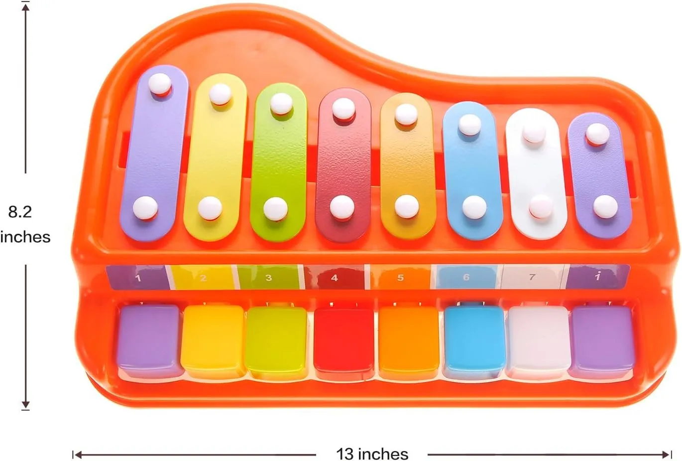 PowerTRC 2 Sets 2in1 Large 12" X 8" Baby Piano Xylophone Toy for Toddlers – Large Piano Toy Musical Instrument with 8 Key Scales, Preschool Learning Educational Toy for Kids Boys and Girls