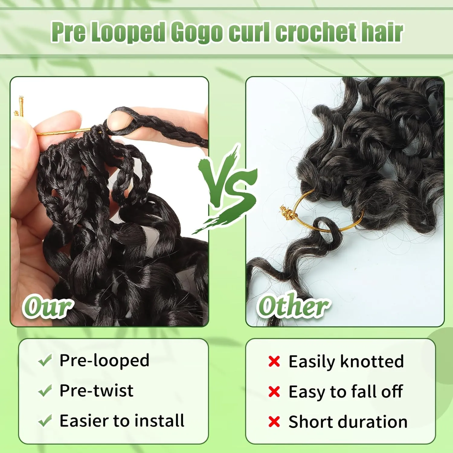 Pre Looped Gogo Curl Crochet Hair 8 Packs Pre Twisted Ocean Wave Goddess Box Braids Curly Water Wave Synthetic Braiding Hair For Black Women (#4, 10 Inch (Pack of 8))