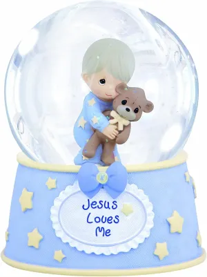 Precious Moments, Jesus Loves Me, Resin/Glass Snow Globe, Boy, Musical, 132103
