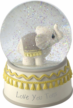 Precious Moments 179303 Love You Tons Resin/Glass Elephant Musical Snow Globe, Gray Chevron