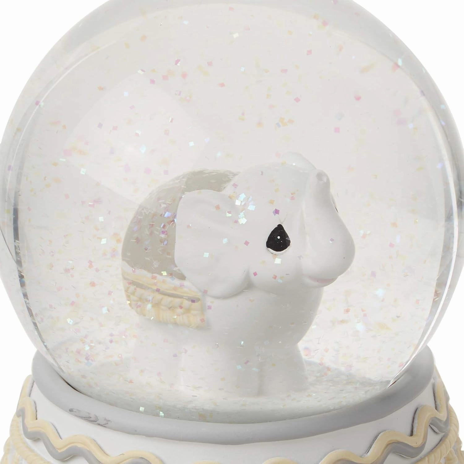 Precious Moments 179303 Love You Tons Resin/Glass Elephant Musical Snow Globe, Gray Chevron