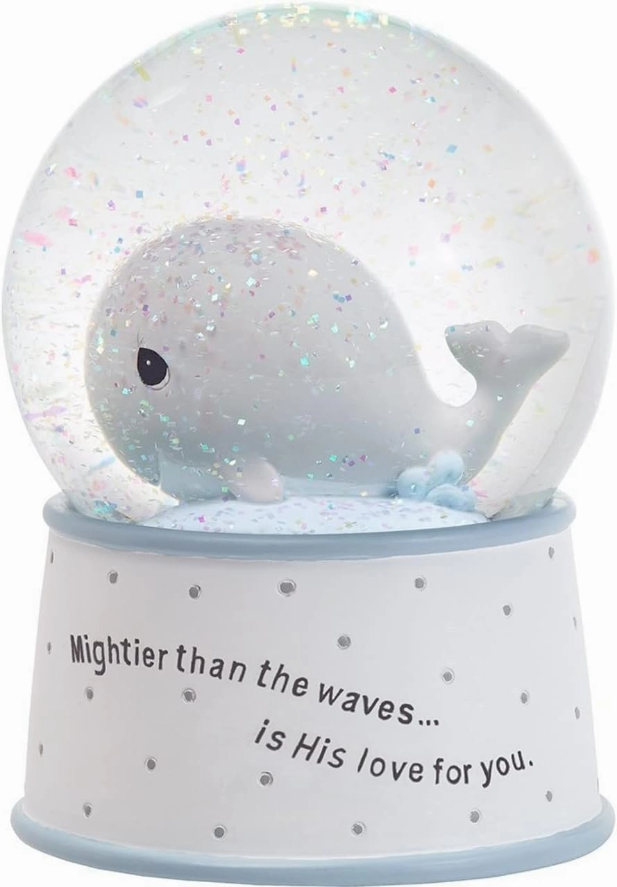 Precious Moments Mightier Than the Waves Brahms' Lullaby Whale Musical Resin/Glass Snow Globe, One Size, Multicolor