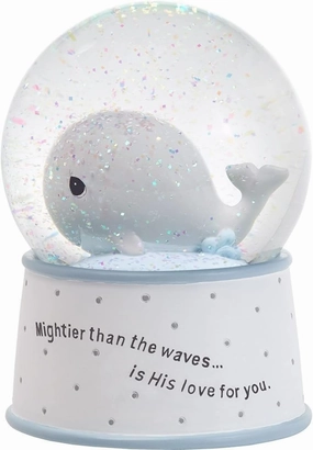 Precious Moments Mightier Than the Waves Brahms' Lullaby Whale Musical Resin/Glass Snow Globe, One Size, Multicolor