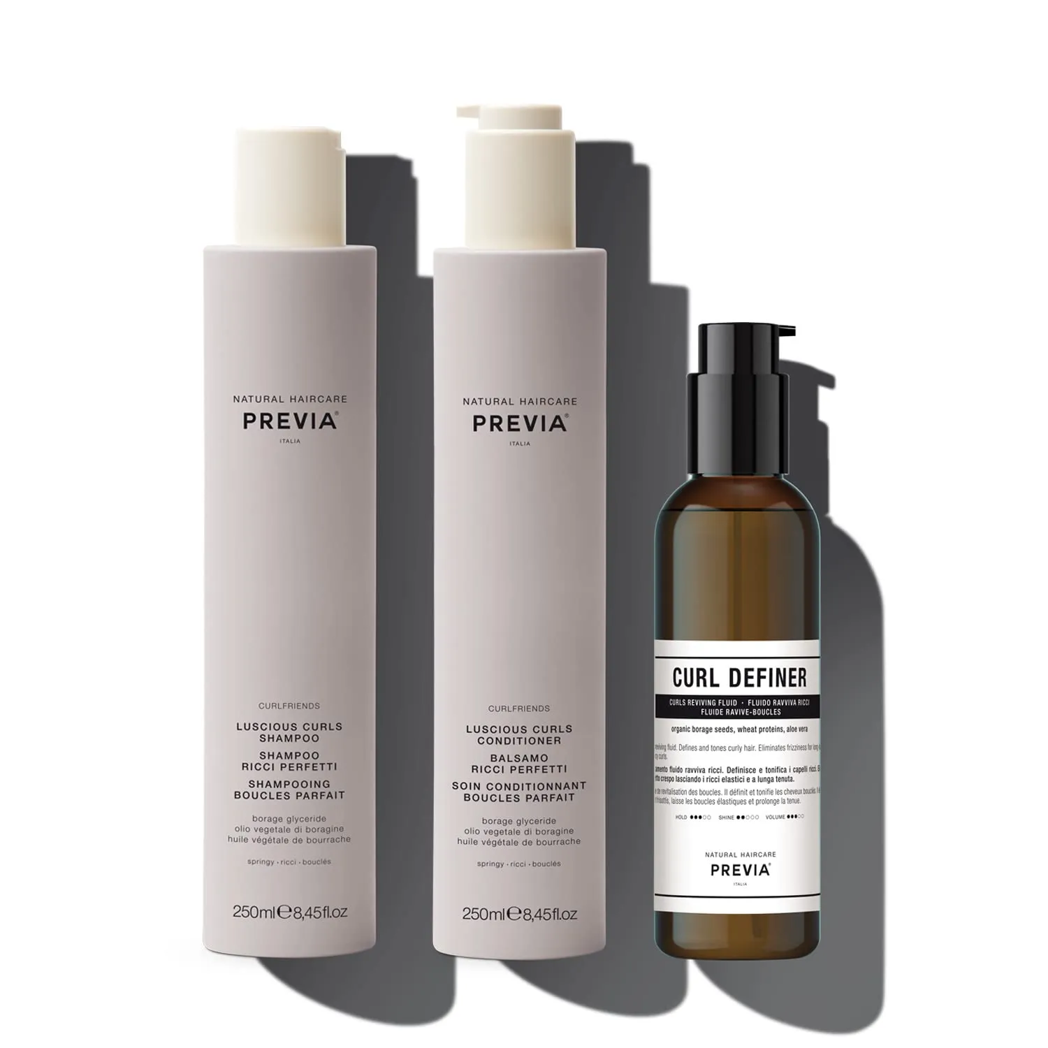 PREVIA Curlfriends Curl Kit Shampoo Conditioner 8.45 oz   Curl Definer Styling Serum 6.7 oz for Curly Hair Hydrating Vegan Sulfate-Free Formula Enhances Bouncy Curls and Moisturizes Frizz-Free Hair