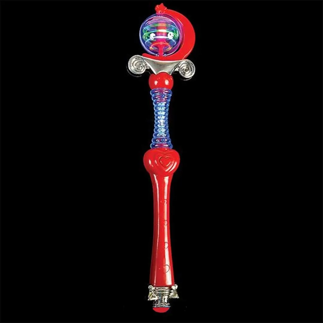 Prince & Princess Wands for Boys and Girls by Forest & Twelfth Kids, Fun Multi-Color Spinning Crystal Ball 18" Wand with Sounds and Lights, Ideal Gift for Birthday and Holidays (Red)