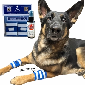 Proud Pet Patches Better Dog Bandage for Wound Care. Recovery Bandages for Dog and Cat Leg & Paw. Cover & Help Licking of Hot Spots, Lick Granuloma, Stitches. Cone Alternative w/Hot Spot Spray (Small)