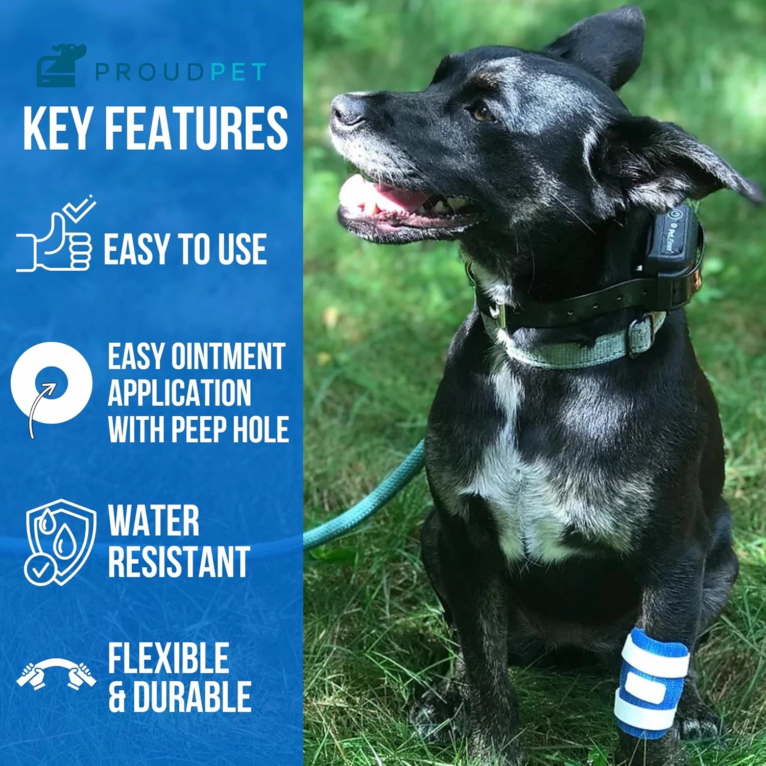 Proud Pet Patches Better Dog Bandage for Wound Care. Recovery Bandages for Dog and Cat Leg & Paw. Cover & Help Licking of Hot Spots, Lick Granuloma, Stitches. Cone Alternative w/Hot Spot Spray (Small)