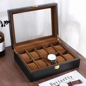 PUCHEN watch box Handmade Wood Watch Box 6/10/12 Grids Watches Display Case Jewelry Holder Storage Organizer for Watch Holding (Color : 10girds)