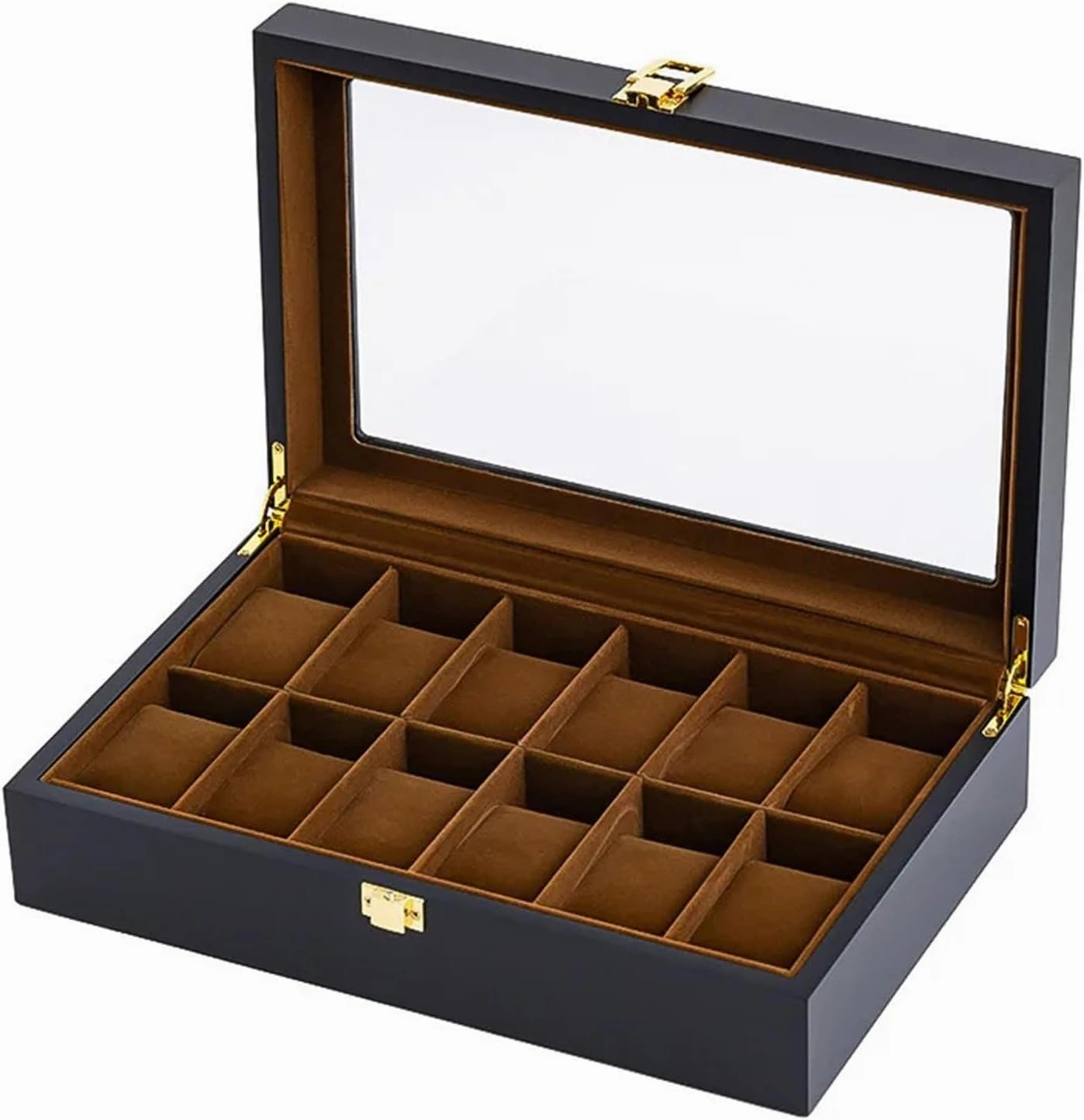 PUCHEN watch box Handmade Wood Watch Box 6/10/12 Grids Watches Display Case Jewelry Holder Storage Organizer for Watch Holding (Color : 12girds)