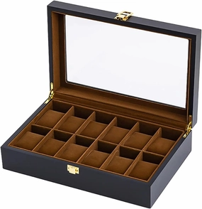 PUCHEN watch box Handmade Wood Watch Box 6/10/12 Grids Watches Display Case Jewelry Holder Storage Organizer for Watch Holding (Color : 12girds)