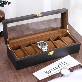 PUCHEN watch box Handmade Wood Watch Box 6/10/12 Grids Watches Display Case Jewelry Holder Storage Organizer for Watch Holding (Color : 6girds)