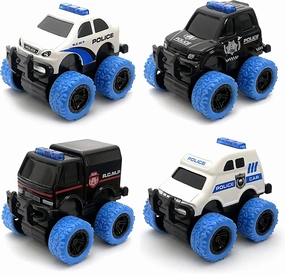 Pull Back Die-cast Alloy City Police Car Vehicles Playset, Monster Truck,Friction Powered Toy Cars,4 Pack,Toys for 3  Years Old Kids,Christmas/Birthday Gift for Boys & Girls,Party Favors…