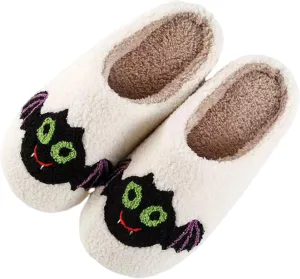 Pumpkin Slippers Halloween Slippers for Women Men House Shoes Spooky Slides Soft Warm Plush Couple Shoes