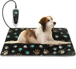 Puppy Heating Pad 28x18 in Pet Heating Pad for Dogs，Waterproof Outer Skin and Smart Thermostat Switch, Adjustable Heated Cat Bed, Adding Wire Rope Wires Cat Warming Pad With Plush Fabric Cover