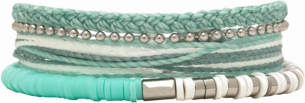 Pura Vida Bracelets Pack Seafoam Dreams Style Pack - 3-Piece Boho Bracelet Stack