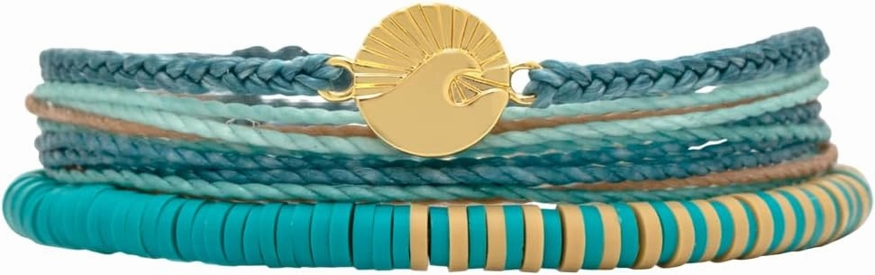 Pura Vida Bracelets Pack Teal Tides Style Pack - 3-Piece Boho Bracelet Stack