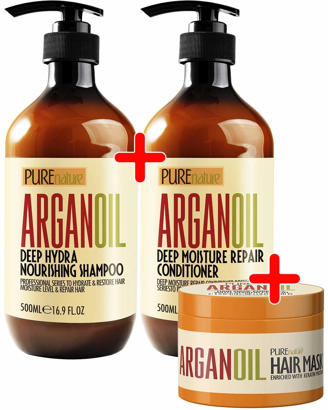PURE NATURE Argan Oil Shampoo, Conditioner, and Hair Mask